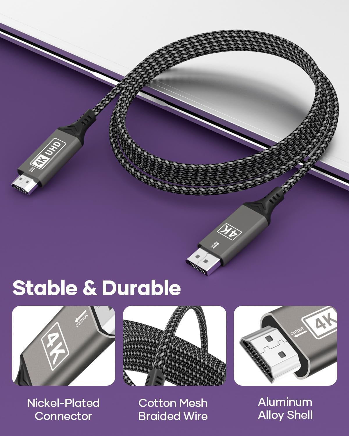 GENERIC CABLE DISPLAY PORT VERS HDMI 2m